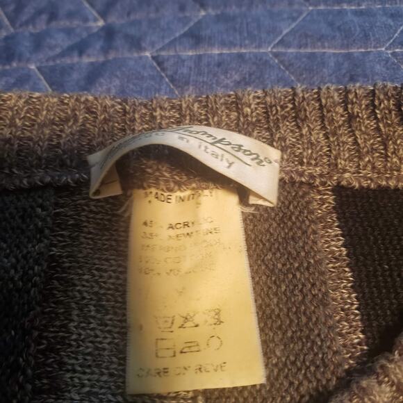 Vintage Norm Tompson Mens L Wavy Geometric 3D Biggie Cosby Muted Tans Sweater - Picture 6 of 9